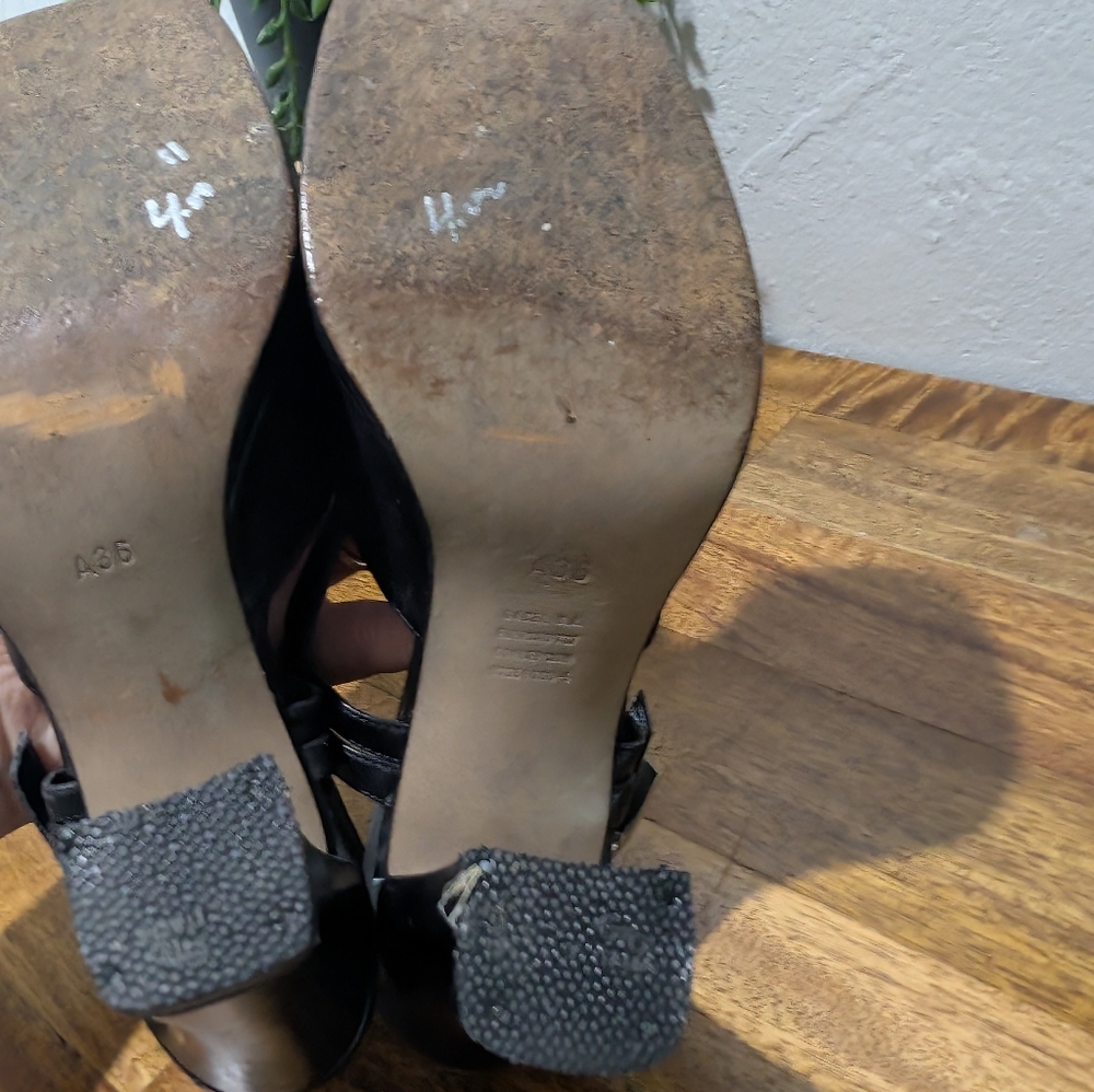 Authenticated Vintage Gucci Slingback Black Open Toe 4.5" Heels‎ Size 5.5 - Picture 5 of 9
